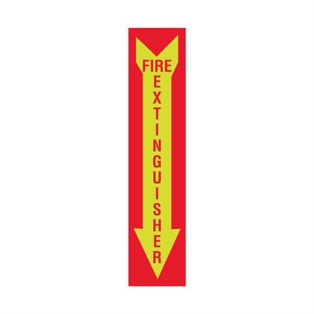 Luminescent Fire Extinguisher Graphic Arrow Down Sign 4x18